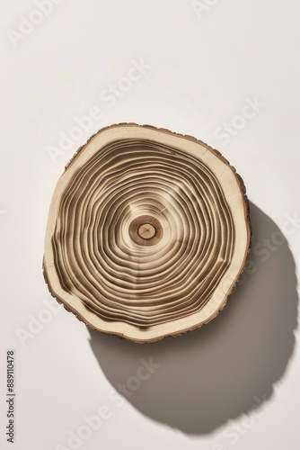 Tree cross-section showcasing growth rings, highlighting the natural texture and annual pattern of wood, representing age and nature's beauty