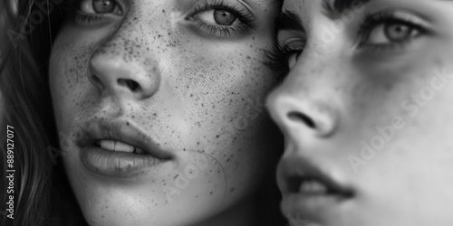 Close-up photo of a woman's face with visible freckles, suitable for personal or editorial use