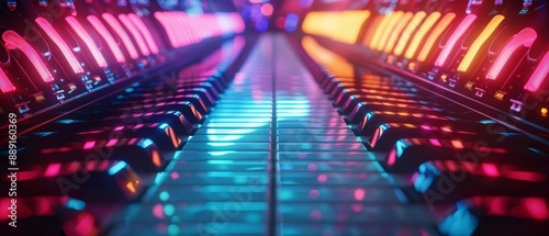 Dynamic 3D Neonlit Chromatic Accordion with Energetic Background and Colors