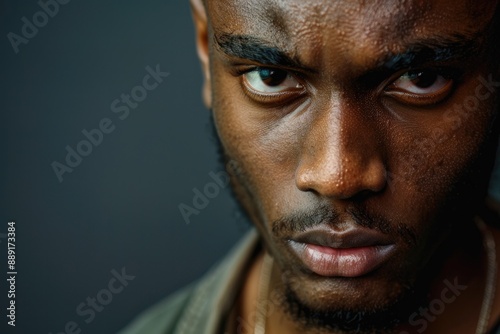 Man Serious. Portrait of Young African American Man with Serious Expression