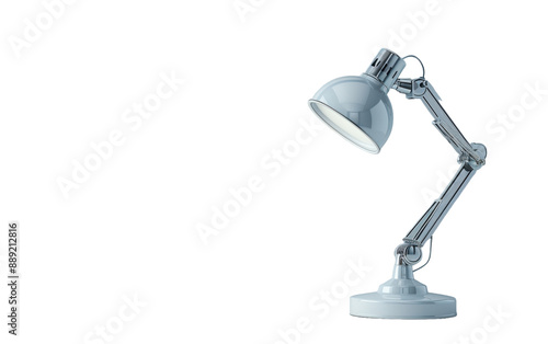 Gray Adjustable Desk Lamp With Silver Accents Isolated On White Background