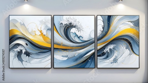 Triptych painting three panels A trio of abstract