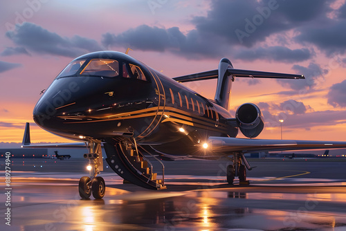 Opulence in the Sky: Black and Gold Luxury Private Jet