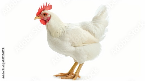 Leghorn Chicken full body on white background