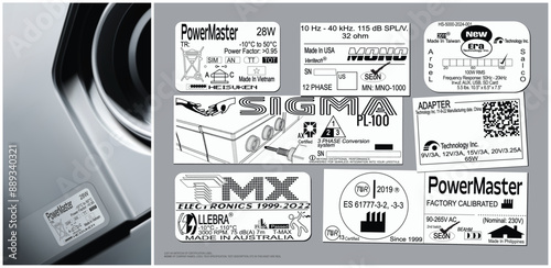 Fake made up certification labels. hard surface decal collection