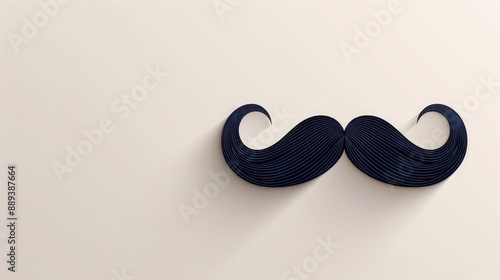 A vibrant flat design illustration of a classic handlebar mustache, black and neatly curled at the ends, on a plain white background.