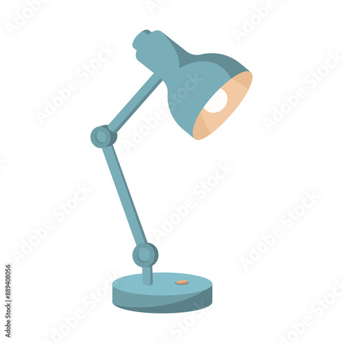 Desk Lamp with Light Bulb in Cartoon Style. Vector illustration. Isolated on white background. Minimalistic design