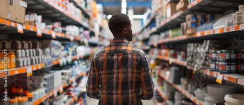 Confused Person Seeking Home Improvement Supplies at DIY Store