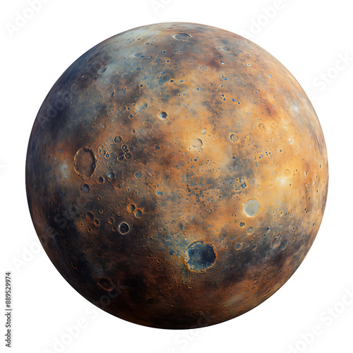 Planet mercury, a solar system planet isolated on a transparent background