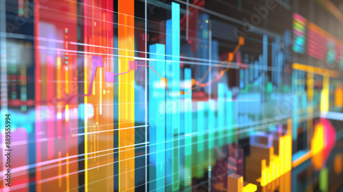 A vibrant digital artwork featuring an array of colorful graphs and charts, exemplifying the complexity and beauty of data analysis in a modern technological world.