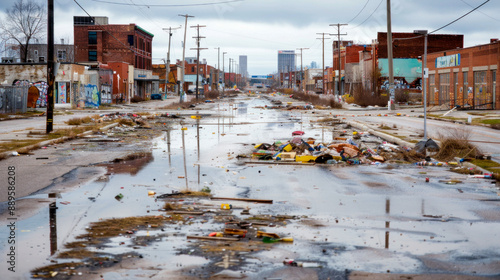 Poor city outskirts, no man's land, abandoned area