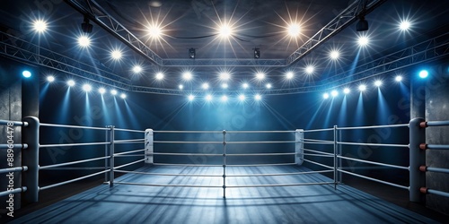 Boxing Ring Under Bright Lights, 3D Rendering, Boxing Ring, Sports, Competition , Fight