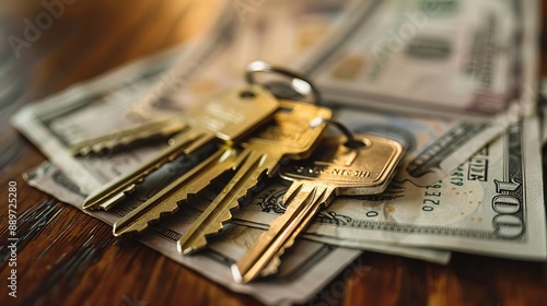 In a closeup view, a rental property agreement and keys represent passive income and the world of real estate.