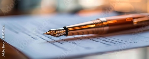 Closeup of signed contract with pen, deal, business agreement