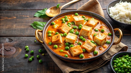 Traditional Indian dish of matar paneer with peas and cooked cottage cheese, Indian, food, cuisine, spicy, vegetarian, recipe