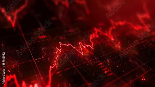 Animated stock market financial graph with red downtrend