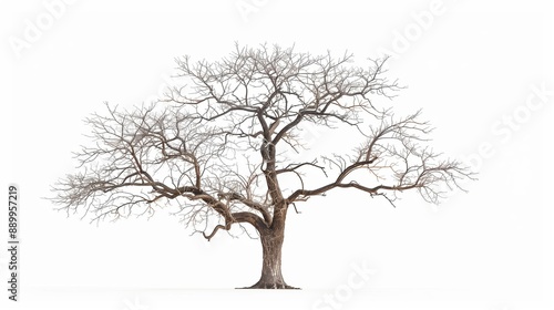 Leafless Deciduous Tree with Extensive Branches in Winter Season