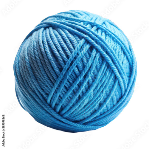 Blue ball of yarn isolated on transparent background