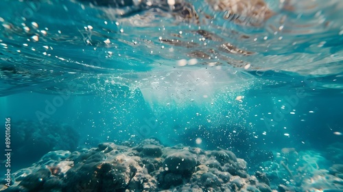 Blue water background underwater