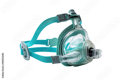 A Teal CPAP Mask Ready to Breathe Life Into Sleep on a Clear PNG or White Background.