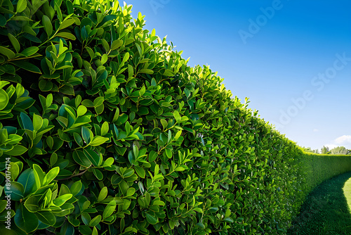 Exquisite Topiary Hedge: Masterful Pruning and Natural Beauty Harmonized in a Serene Garden Landscape