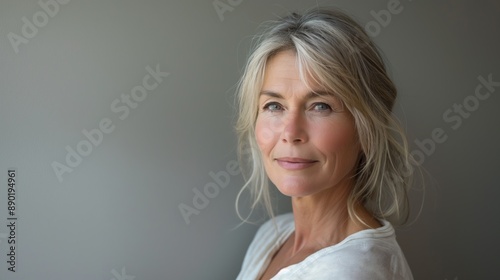 Beauty portrait of a mature older woman / confident, pretty, close-up photo