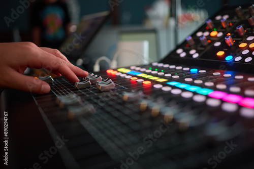 Audio Mixing Console in a Recording Studio with advanced sound production capabilities