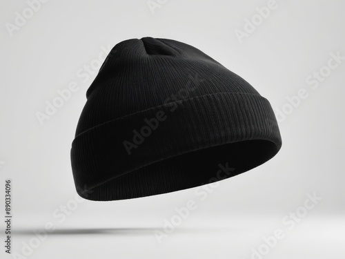 black tuque hat isolated on white background