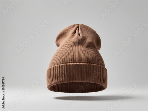 brown tuque hat isolated on white background