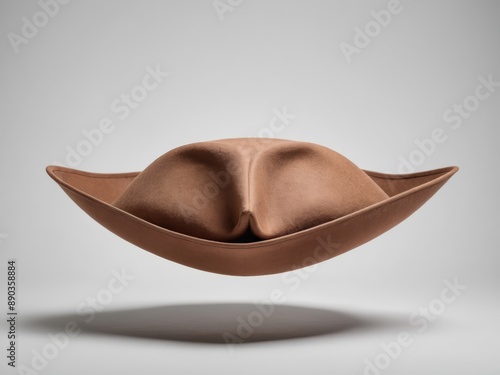 brown color tricorne hat isolated on white background