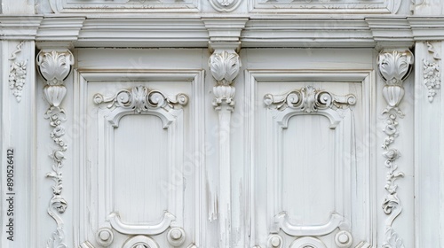 Ornate White Door Detail.