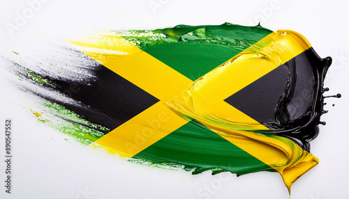 Paint stain in the colours of the Jamaican flag