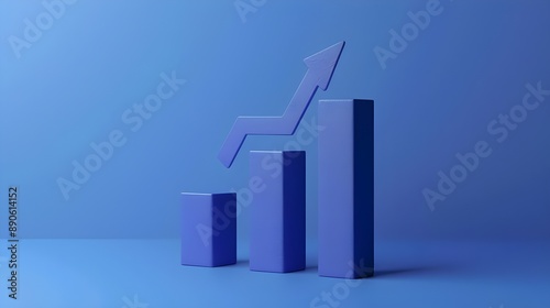 business graph showing growth arrow chart progress sales revenue data, 3d diagram finance