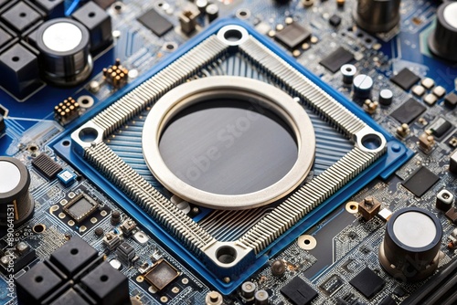 Close-up shot of motherboard ferrite ring, component, close-up, electronic, ring, ferrite
