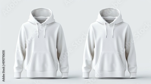 A white hoodie with a hood is shown from the back