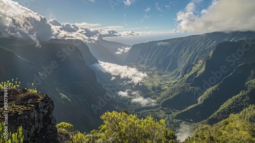 PITON MAIDO, LA REUNION, FRANCE : Mafate circus from viewpoint of piton Maido, La Reunion island, october, 2016 