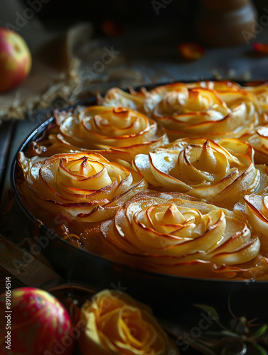 potato baked dish with mozzarella, parmesan and grana padano cheese that look like roses