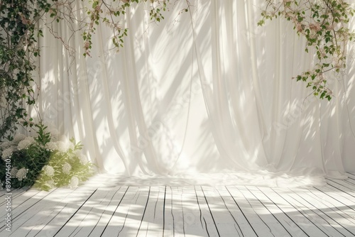 Wedding white wood backdrop mockup nature architecture outdoors.