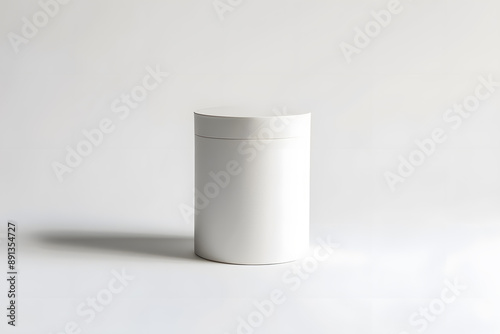 White cylindrical gift box mock up isolated on a white background