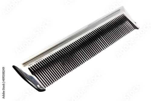 A Sleek Silver Comb Ready to Tangle With Your Hair on a Clear PNG or White Background.