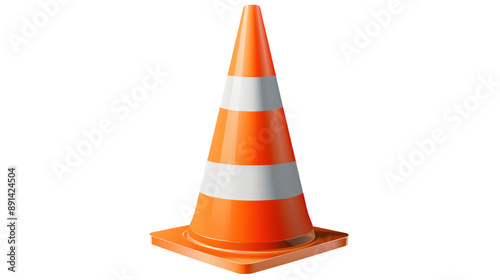 Orange traffic cone isolated on transparent background