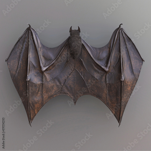 whole dark brown membranous bat wings, closed