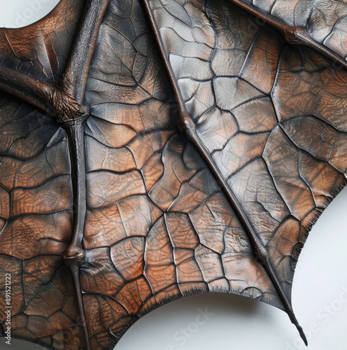 whole dark brown membranous bat wings, closed