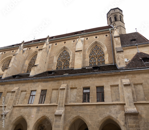 The facade of Minoritenkirche (Church of Minorites) in Vienna, Austria, May 25, 2024