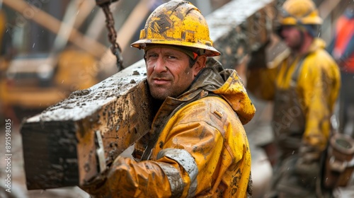 Dedicated Construction Workers in Tough Weather Conditions