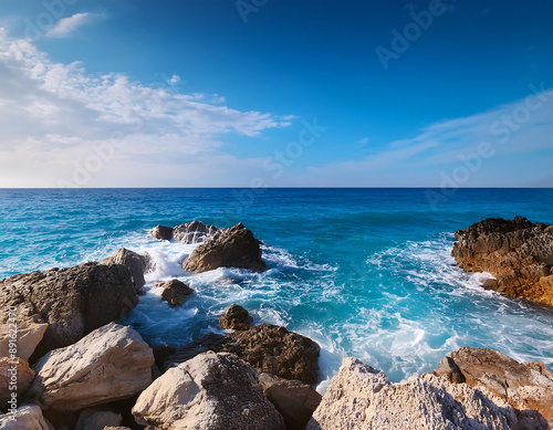 rocky seaside mediterranean coast good weather