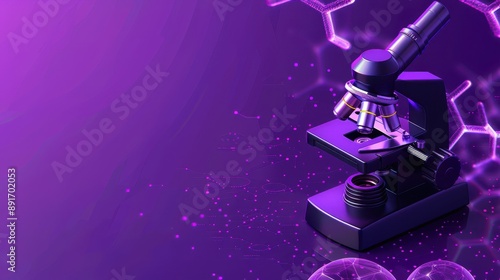a microscope is shown on a purple background