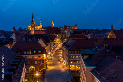 Panoramic view of Nuremberg's old town and the Imperial Castle, Germany.