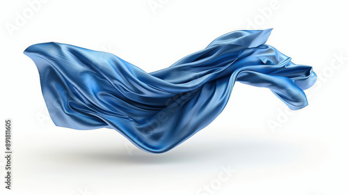 blue satin fabric isolated on white