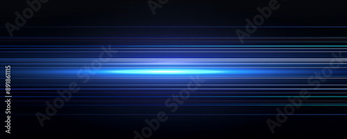 Abstract background with blue and orange gradient light streaks on black, glowing blurred motion effect, glowing horizontal lines.